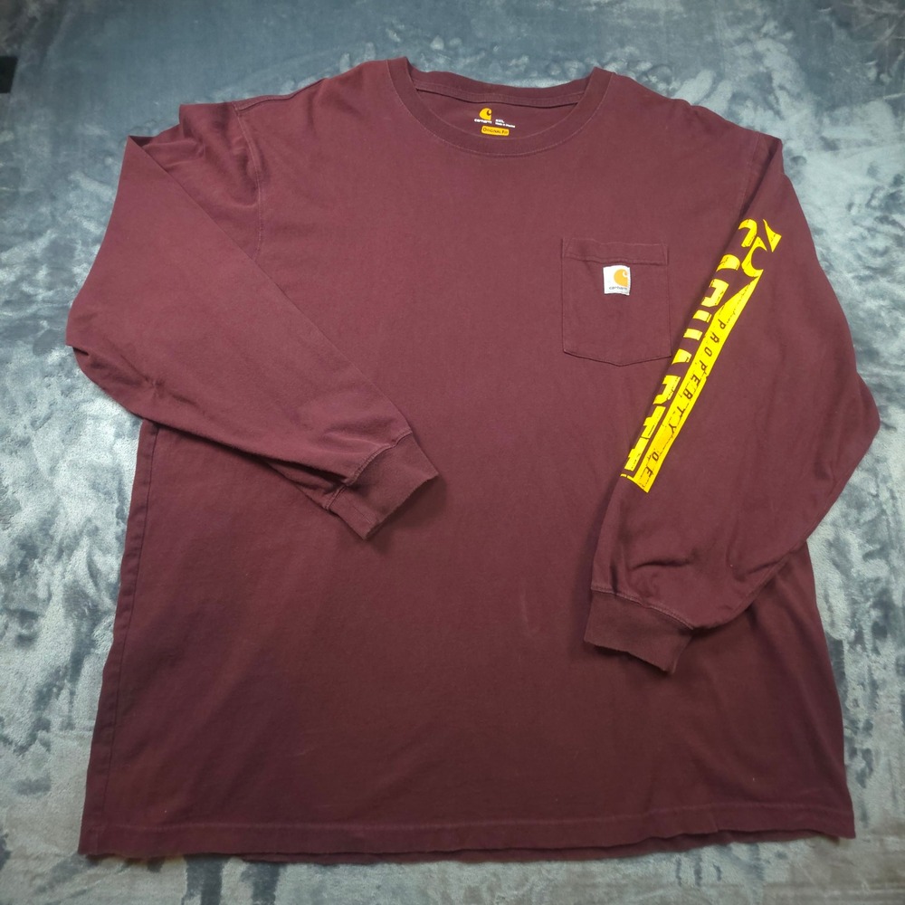 Carhartt Mens 3XL Long Sleeve Pocket T-Shirt Burgundy Maroon Original Fit 103141